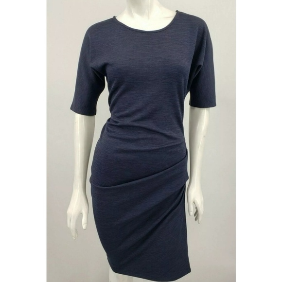 Halston Heritage Ponte Side Pleat Dress - Picture 3 of 8
